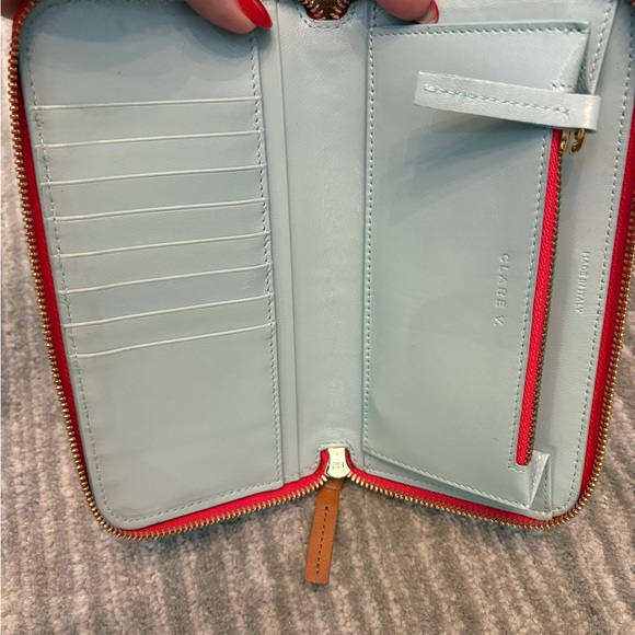 Clare V. | Zip Wallet, Natural with Neon Pink Stripe - Excellent Condition - Picture 5 of 6